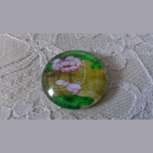cabochão de vidro redondo 20mm flor 01-043 
