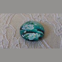 cabochão de vidro redondo 20mm flor 01-036 