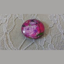 cabochão de vidro redondo 20mm flor 01-034 