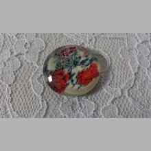 cabochão de vidro redondo 20mm flor 01-026 