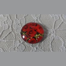 cabochão de vidro redondo 20mm flor 01-017 