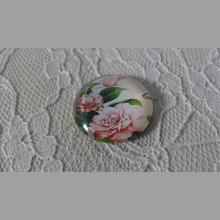 cabochão de vidro redondo 20mm flor 01-009 