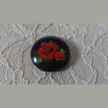 cabochão de vidro redondo 20mm flor 01-001 
