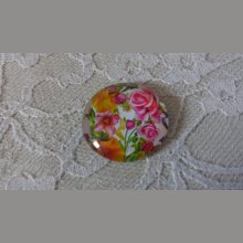 cabochão de vidro redondo 25mm flor 01-046 