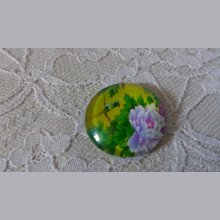 cabochão de vidro redondo 25mm flor 01-044 