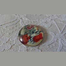 cabochão de vidro redondo 25mm flor 01-042 