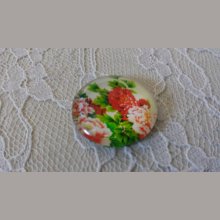 cabochão de vidro redondo 25mm flor 01-040 