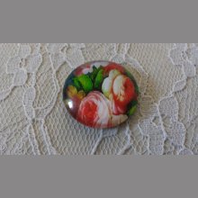 cabochão de vidro redondo 25mm flor 01-039 