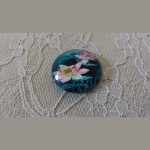 cabochão de vidro redondo 25mm flor 01-032 
