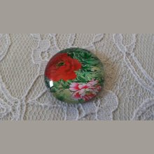 cabochão de vidro redondo 25mm flor 01-029 
