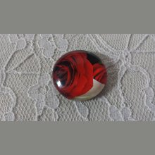 cabochão de vidro redondo 25mm flor 01-027 