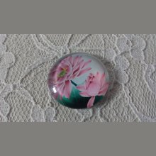 cabochão de vidro redondo 25mm flor 01-025 