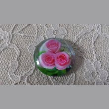 cabochão de vidro redondo 25mm flor 01-024 