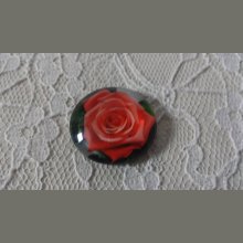 cabochão de vidro redondo 25mm flor 01-022 