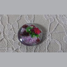 cabochão de vidro redondo 25mm flor 01-020 