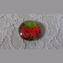 cabochão de vidro redondo 25mm flor 01-019 