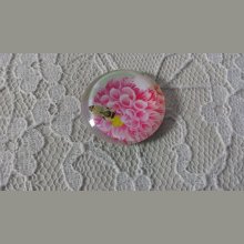 cabochão de vidro redondo 25mm flor 01-018 