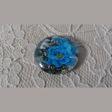 cabochão de vidro redondo 25mm flor 01-015 