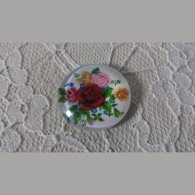 cabochão de vidro redondo 25mm flor 01-014 