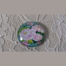 cabochão de vidro redondo 25mm flor 01-013 
