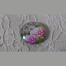 cabochão de vidro redondo 25mm flor 01-011 