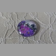 cabochão de vidro redondo 25mm flor 01-010 
