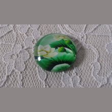 cabochão de vidro redondo 25mm flor 01-008 