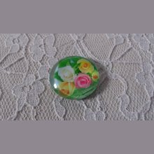 cabochão de vidro redondo 25mm flor 01-007 