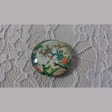 cabochão de vidro redondo 25mm flor 01-006 