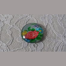 cabochão de vidro redondo 25mm flor 01-005 