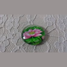 cabochão de vidro redondo 25mm flor 01-003 
