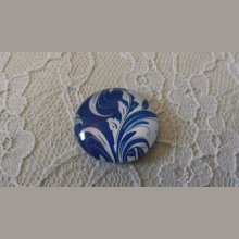cabochão de vidro redondo 25mm flor 042 