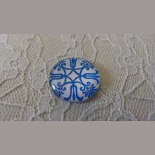 cabochão de vidro redondo 25mm flor 040 