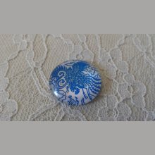 cabochão de vidro redondo 25mm flor 033 