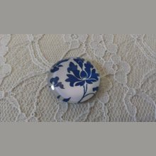 cabochão de vidro redondo 25mm flor 030 