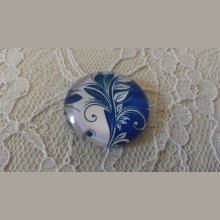 cabochão de vidro redondo 25mm flor 029 