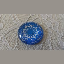 cabochão de vidro redondo 25mm flor 027 
