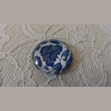 cabochão de vidro redondo 25mm flor 026 