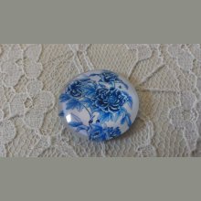 cabochão de vidro redondo 25mm flor 024 