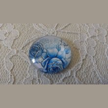 cabochão de vidro redondo 25mm flor 023 