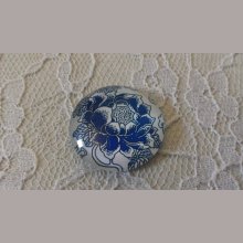 cabochão de vidro redondo 25mm flor 021 