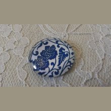 cabochão de vidro redondo 25mm flor 020 