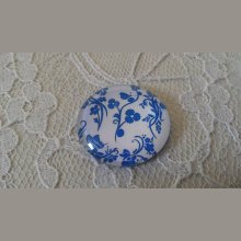 cabochão de vidro redondo 25mm flor 019 