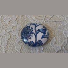 cabochão de vidro redondo 25mm flor 018 