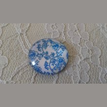cabochão de vidro redondo 25mm flor 014 