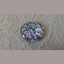 cabochão de vidro redondo 25mm flor 013 