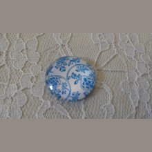 cabochão de vidro redondo 25mm flor 012 