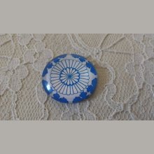 cabochão de vidro redondo 25mm flor 011 
