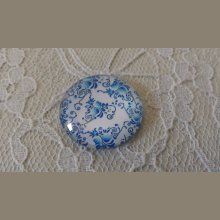 cabochão de vidro redondo 25mm flor 010 