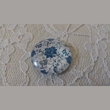 cabochão de vidro redondo 25mm flor 009 